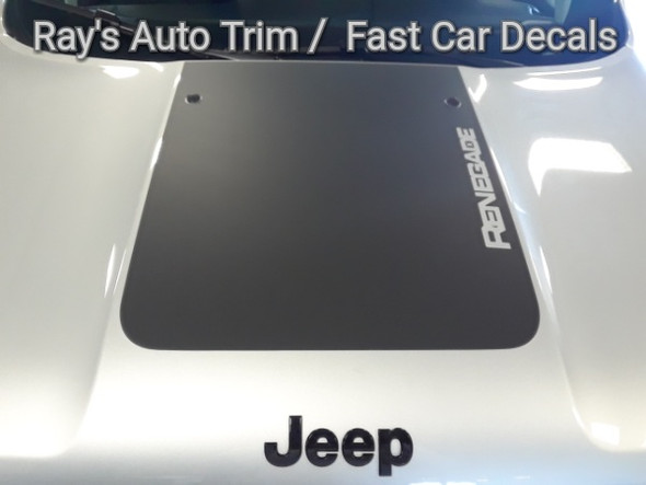 front close view of 2019 Jeep Renegade Decals RENEGADE HOOD 2014-2020 2021 2022 2023