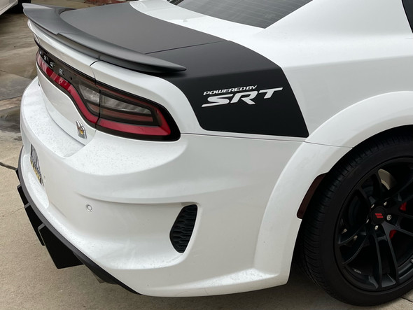 close up of white 2020 Dodge Charger Trunk Stripes Daytona SRT 392 2015-2024