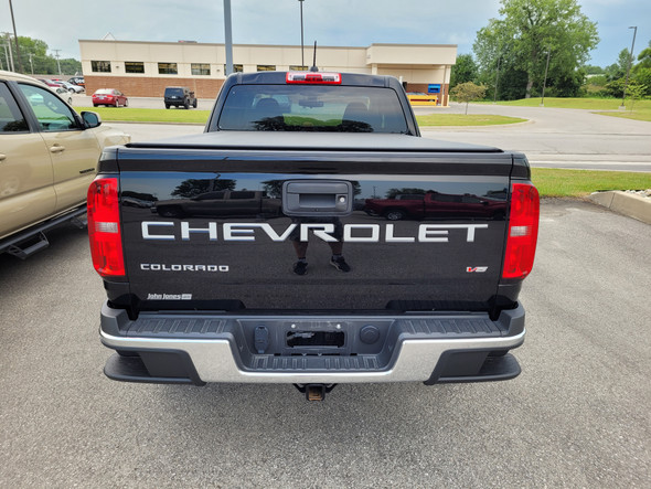 rear view of 2021 Chevy Colorado Tailgate Letters Decals COLORADO 21 2021-2022