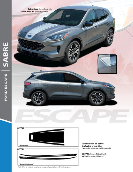 sales info for 2021 Ford Escape Upper Side Stripes SABRE SIDE 2020-2024
