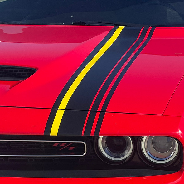 hood close up Top Stripes Dodge Challenger 2015-2024 CRUSH CHALLENGER