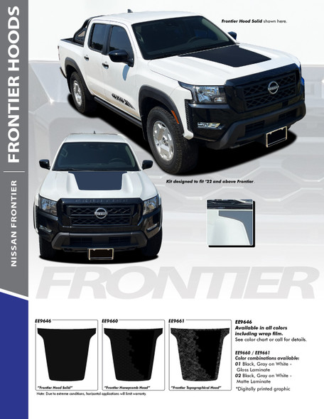 flyer for Hood Stipe For Nissan Frontier Pickup 2022-2024 Multiple Styles