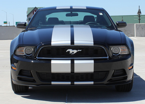 front view 2013-2014 Ford Mustang Racing Stripes Decals THUNDER KIT