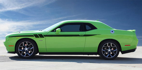 side of green Side Stripes Dodge Challenger RT, SRT, Hellcat FURY 2011-2024