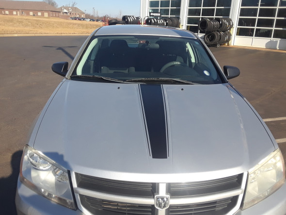 front of Dodge Avenger Hood & Side Stripes "AVENGED" (2008-2014)