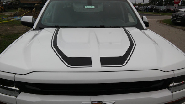 hood of white NEW Style! 1500 Chevy Silverado Special Ops Stripes 2016-2018