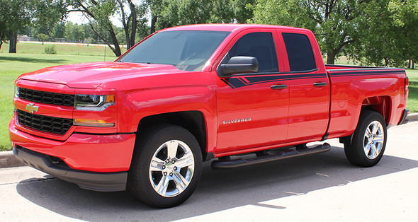 front of red 2014 2015 2016 2017 2018 Chevy Silverado Door Stripes BREAKER