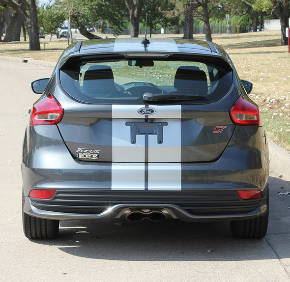 rear of Ford Focus ST Stripes TARGET FOCUS RALLY 2015-2019