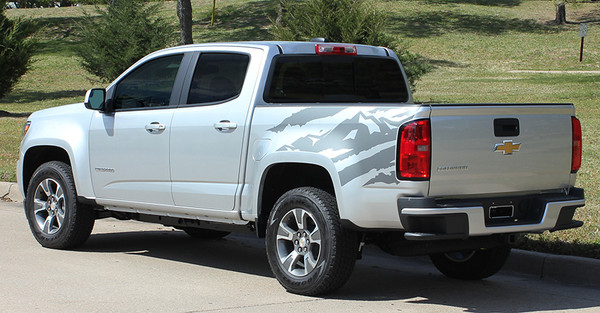side of silver GMC Canyon Side Stripe Decals ANTERO 2015-2021