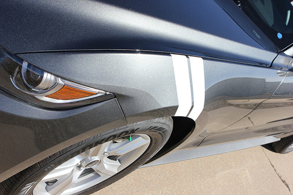 close up 2015 Ford Mustang Hash Marks Decals DOUBLE BAR 2015-2018