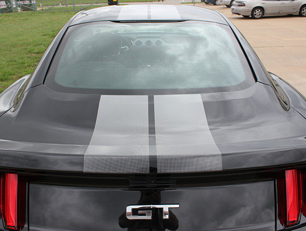 back of Faded Racing Stripes for 2016 Ford Mustang FADED RALLY 2015 2016 2017