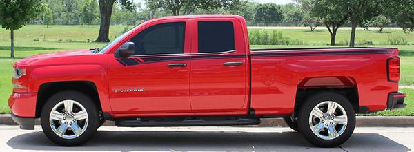 profile of red NEW! Half Ton 1500 Chevy Silverado Top Stripes BREAKER 2014-2018