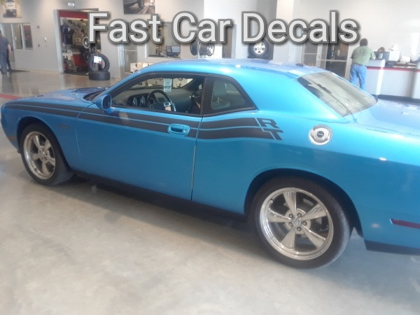 driver side of blue 2019 Dodge Challenger R/T Stripes DUEL 11 2011-2022 2023 2024