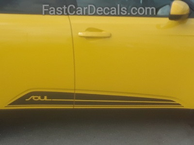 side of yellow 2020-2026 Kia Soul Side Stripes SOULED ROCKER Graphics Kits