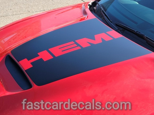 side of red 15 CHARGER HOOD | Dodge Charger Hood Decal Daytona Hemi SRT 392 Center Hood Stripe Vinyl Graphics 2015-2024