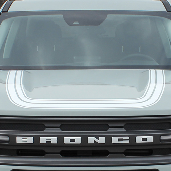close up of 2021 Ford Bronco Hood Stripe Decals REVIVE HOOD 2021-2024