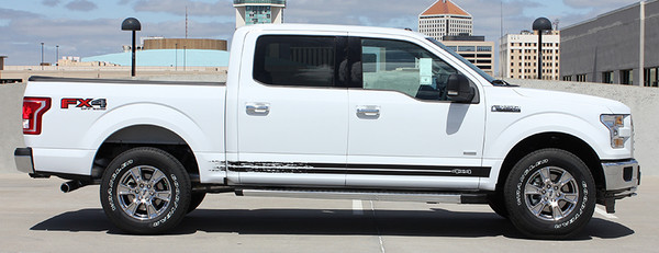 side of white 2017 Ford F150 Decals 150 BREAKUP ROCKER 2015-2020