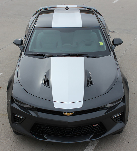 front high view 2017 Chevy Camaro Wide Center Stripes OVERDRIVE 2016-2018