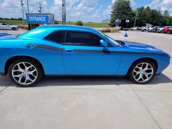 side of blue 2018 Dodge Challenger DUEL 15 Matte Black Decals
