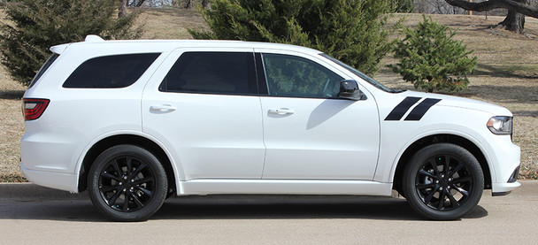 side view of 2020 Dodge Durango Hood Decals  DOUBLE BAR 2011-2023 2024