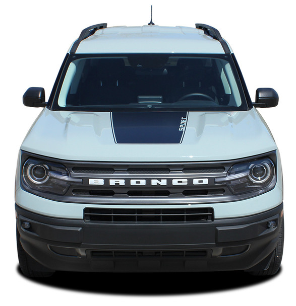 hood view of 2023 Ford Bronco Hood Stripes RIDER HOOD Decals 2021-2024