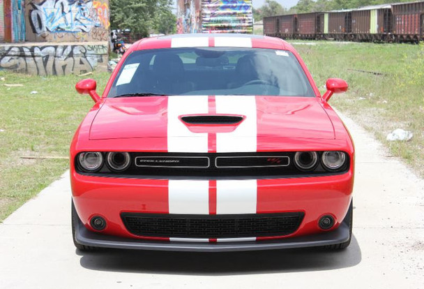 front of red 2023 Dodge Challenger RT Stripes 15 CHALLENGE RALLY 2015-2024