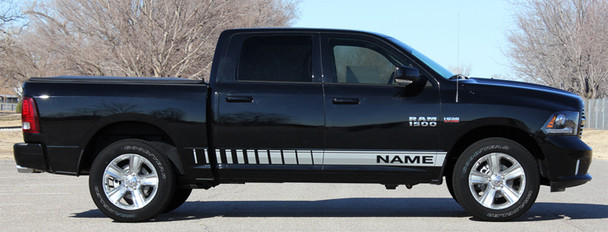 Side of black 2017 Ram Truck Stripes RAM ROCKER STROBE 2009-2018