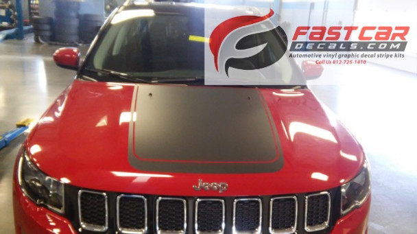 front of red 2019 Jeep Compass Hood Decal BEARING HOOD 2017-2020 2021