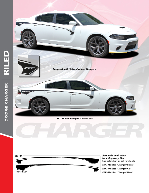 2015-2024 Dodge Charger Body Line Stripes RILED SIDE KIT