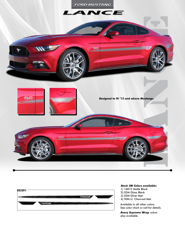 2017 Ford Mustang Mid Body Stripe Decals LANCE 2015-2018