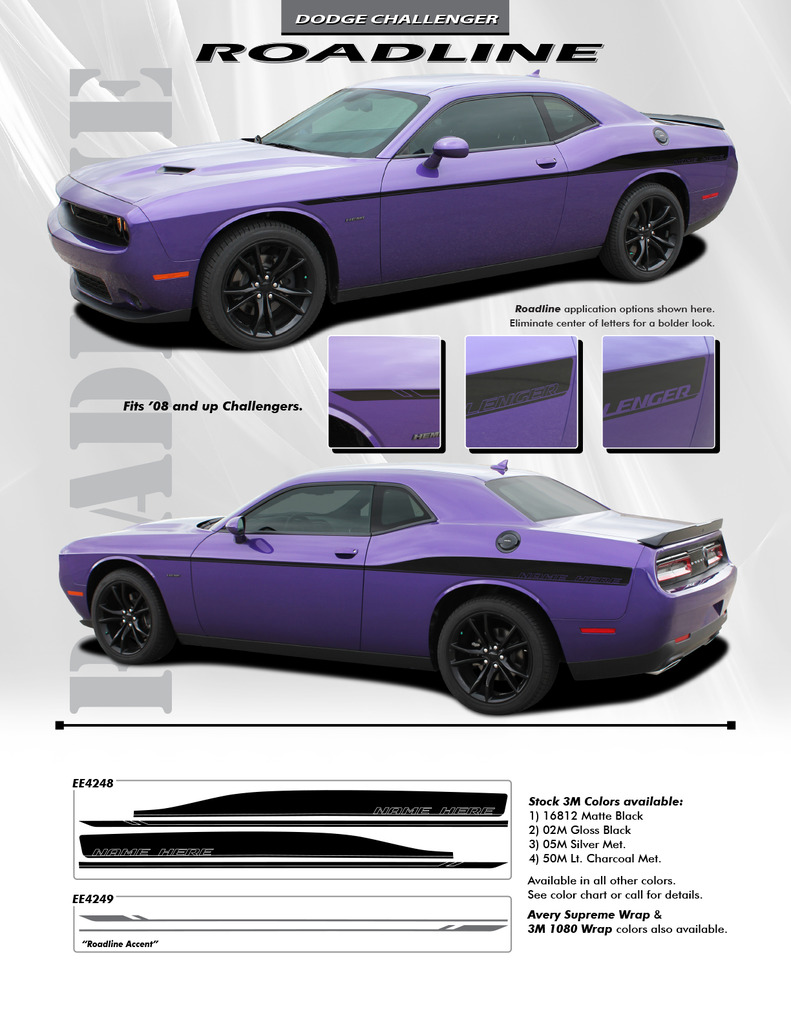 2018 Dodge Challenger Body Stripes ROADLINE 2008-2020 2021 2022