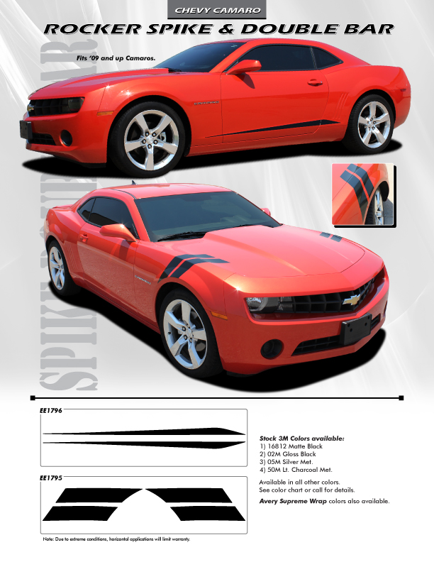 Chevy Camaro Hash Stripes DOUBLE BAR 2009-2012 2013 2014 2015 rocker-spike-for-chevy-camaro.jpg