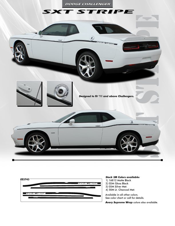 R/T Dodge Challenger Factory Stripe Decal style SXT SIDE 2011-2024