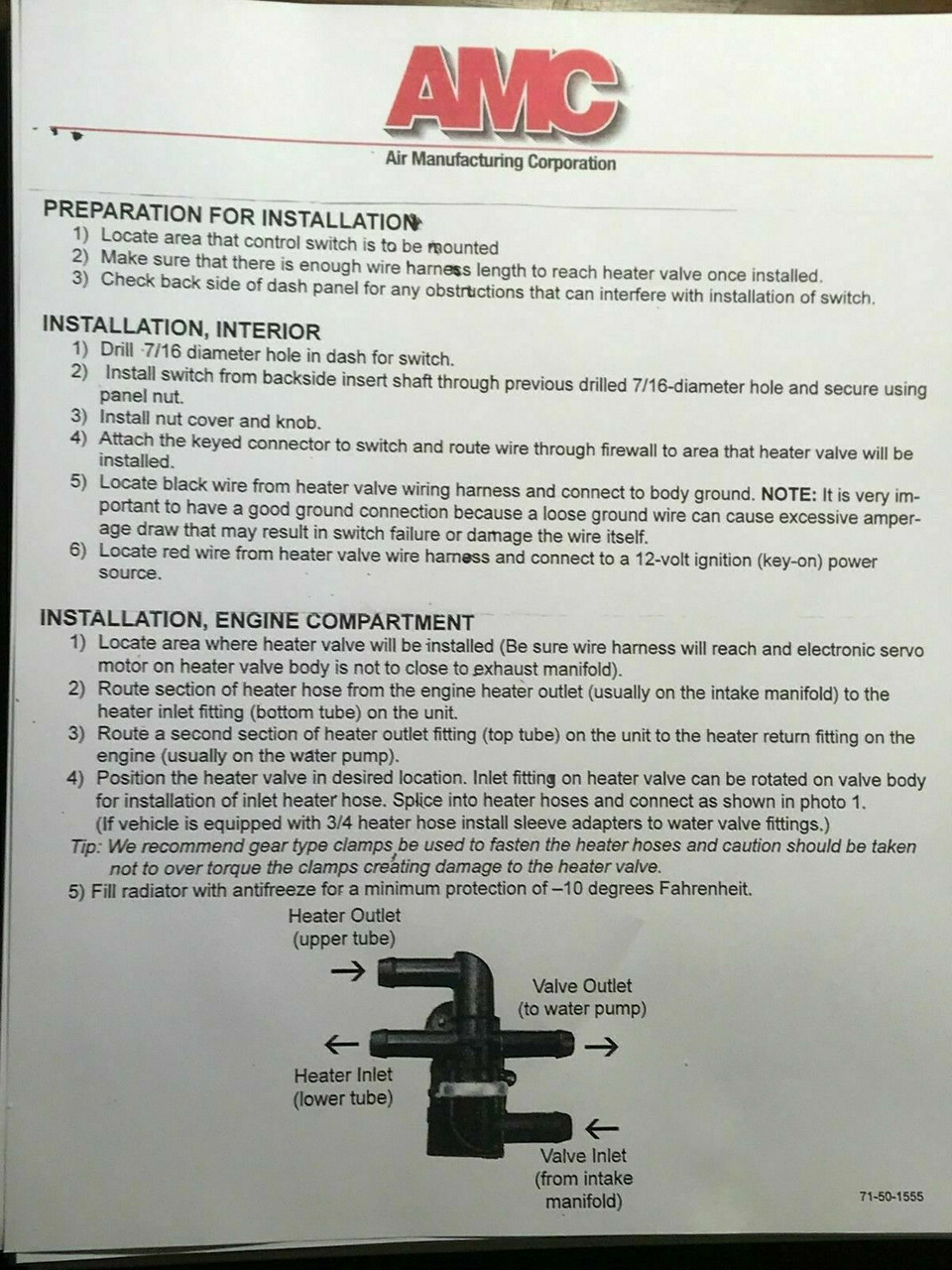 Electronic Bypass Heater Control Valve with Rotary Switch Auto AC