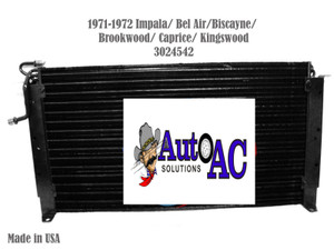 1971 1972 Chevrolet Bel Air, Biscayne, Caprice, Impala A C Condenser High Performance for R12 or R134a