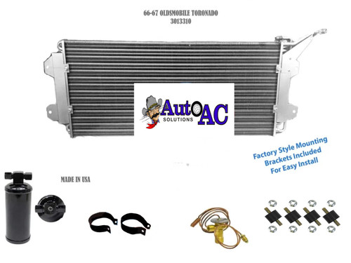 1966 1967 Oldsmobile Toronado AC Condenser High Performance, Drier, Expansion Valve for R12 or R134a Condenser Replaces OE#3013310