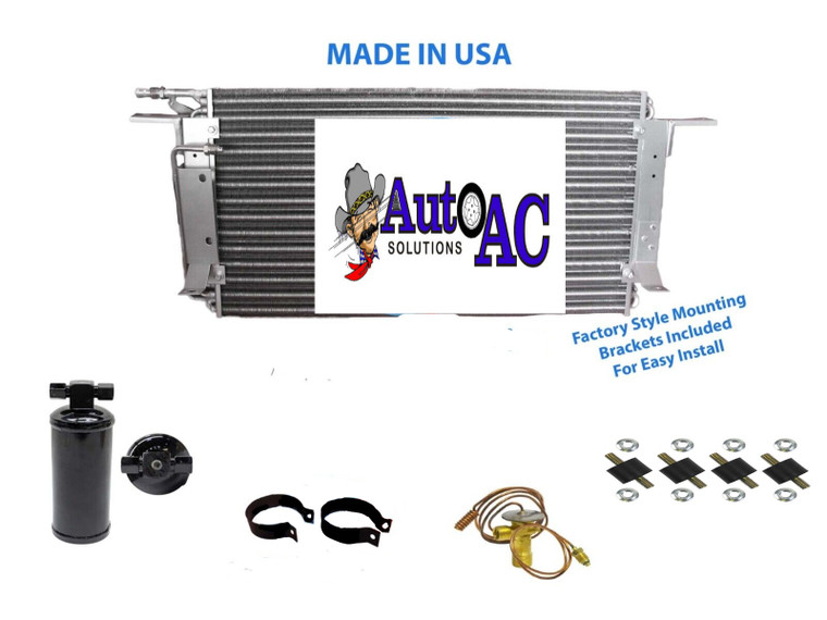 1967 Oldsmobile Cutlass Supreme, F85, 442 A C Condenser High Performance, A C Expansion Valve, A C Drier package for R12 or R134a Replaces OEM 3014032