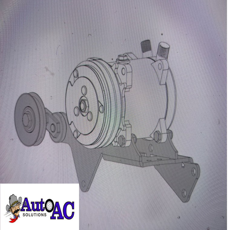 Compressor and Bracket Ford 351M & 400M V8 Engines Compressor Mount, Top Mount with Sanden Style Compressor (504270/4700L)