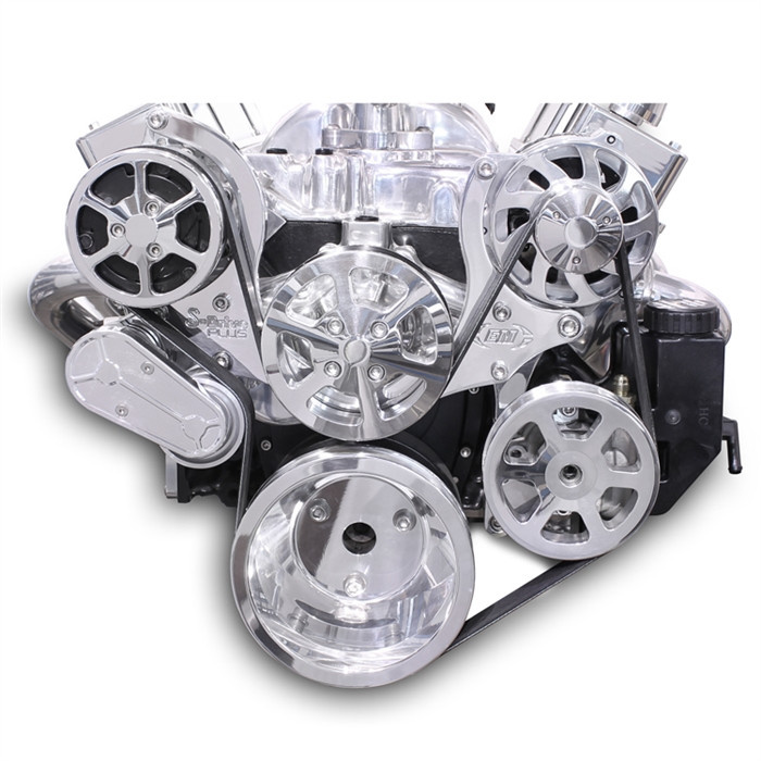 S-Drive 6 Rib Serpentine Pulley Kit SB Chevy, W/Plastic attached PS reservoir