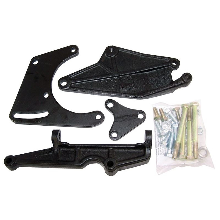 Chevrolet Small Block w/ Short Water Pump and Ram's Horn Exhaust Manifold, A-6 Compressor Bracket Kit