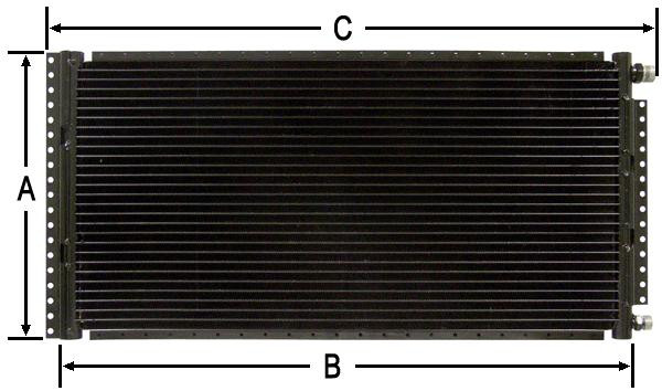 13 1/2" (343.2mm) X 24" (609mm) X 25-5/8" (650mm) X .71" (18mm) 4 Row Parallel Flow Condenser with mounting hardware