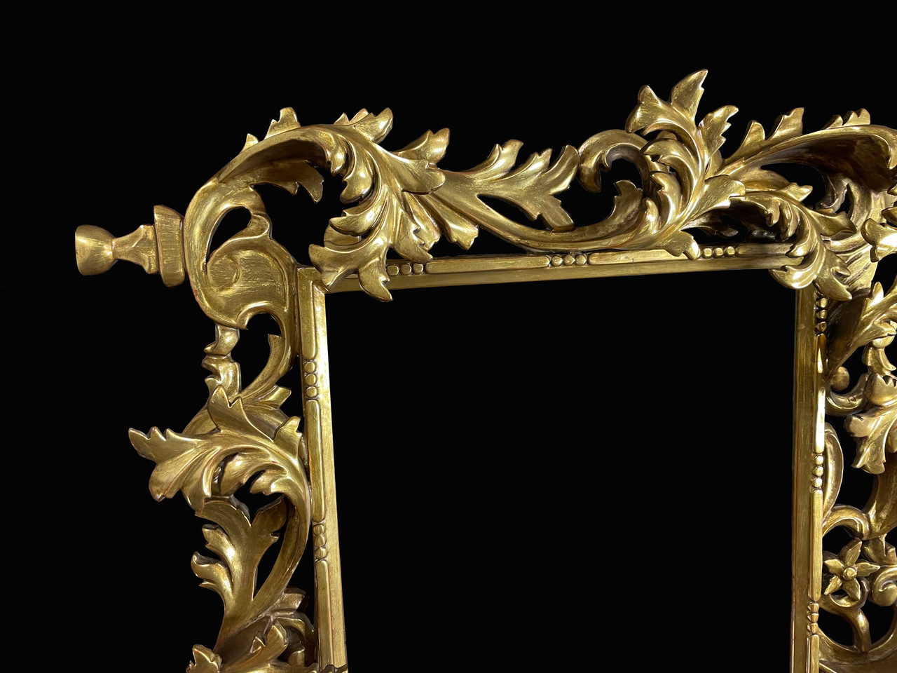 Restored Antique Carved Florentine Picture Frame Gilded in 23k