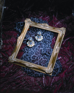 FM 255 - Gold Metal Leaf White Tone, 2 7/8" Width X 1 3/4" Hight
The Frame in This Image is 16"  x  20" ( Art Size )