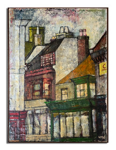 Oil on canvas by Alberto Raso 27 1/2" X 37" set in Yarmouth, England