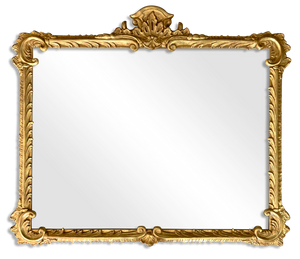 34 1/4" x 26 1/2" Restored Antique Mirror Frame, Water Gilded in Genuine 22k Gold Leaf 34 1/4" x 26 1/2" Restored Antique Mirror Frame, Water Gilded in Genuine 22k Gold Leaf