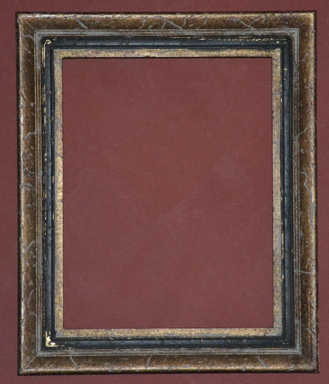 FM OO73 - Gold Metal Leaf With Heavy Distressing & Antique Blck Panel - 2 1/2" Wide Moulding

Art size : 11"  X  14"

Frame outside dimension : 15"  X 18"