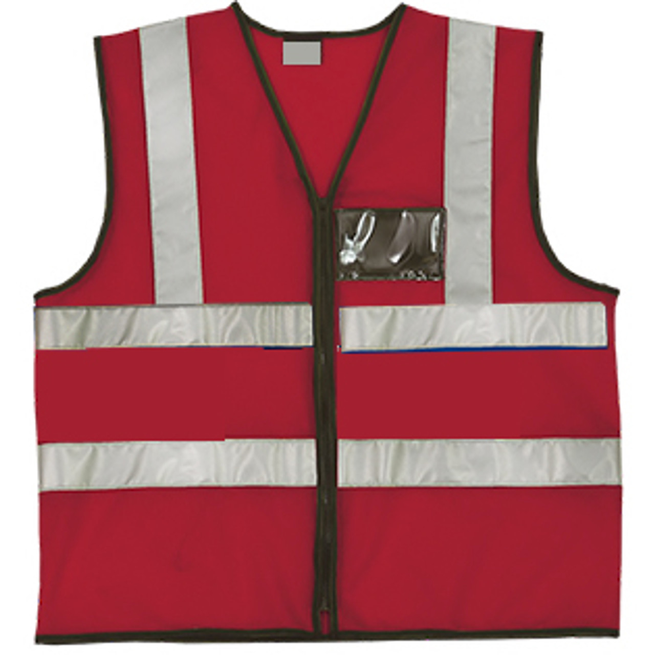 RED REFLECTIVE VEST WITH ZIP & ID POUCH