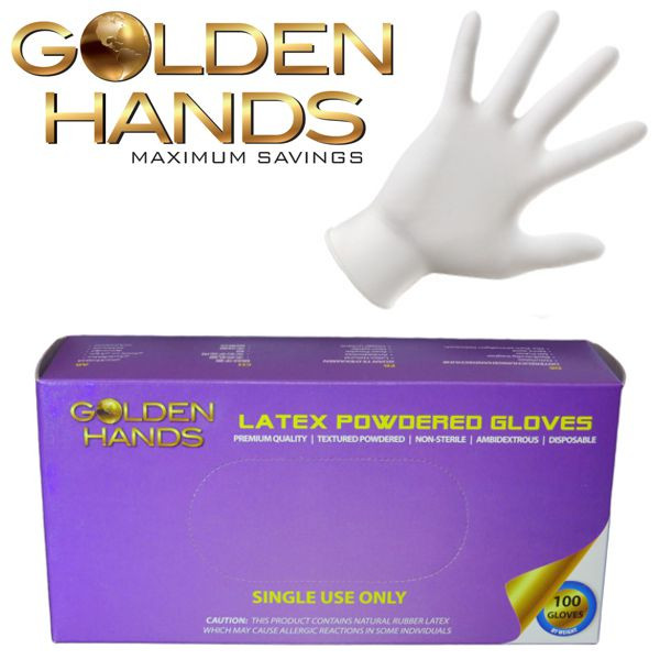 Golden Hands Powdered Smooth Latex Exam Gloves Azulwear Cape Town
