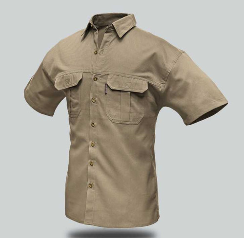 Mens Khaki Serengeti Short Sleeve Shirt by Azulwear