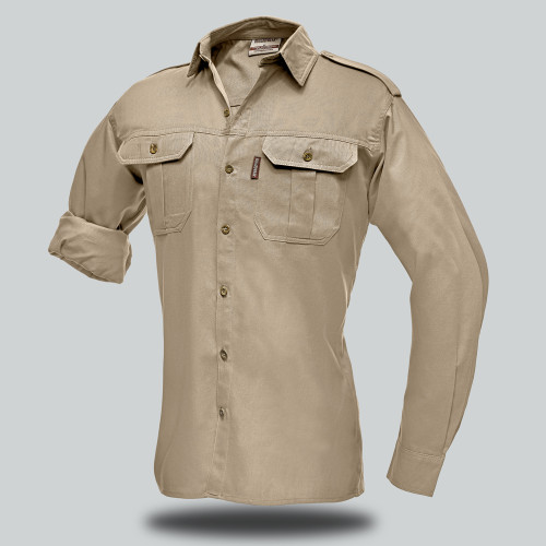 Men's Safari Maun Long Sleeve Shirt - Stone, by Azulwear South Africa